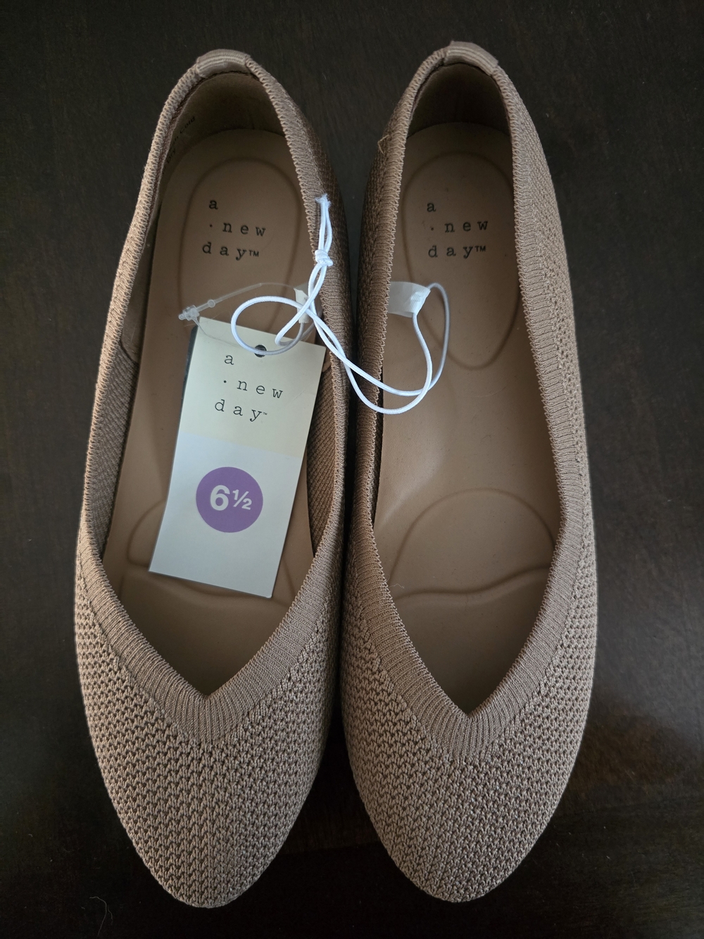 a new day Women's Knit Pointed-Toe Flats in Light Taupe